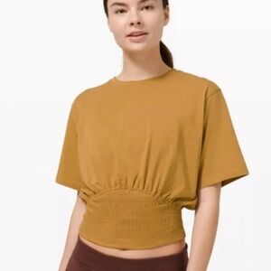 lululemon LA Relaxed Fit Ribbed Waist short sleeve spiced bronze 12